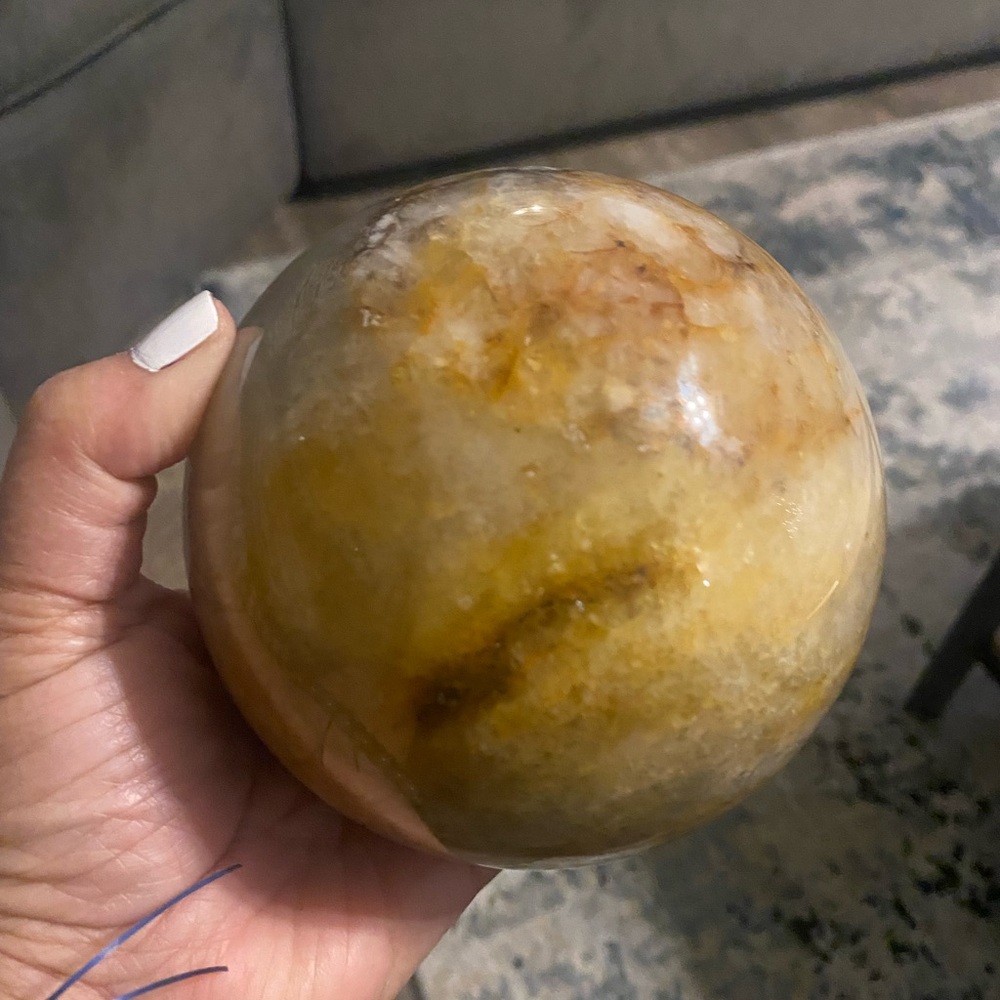 Fire Quartz Sphere with Golden Healer Inclusions Crystal